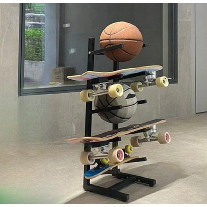 Sports Equipment Organizer Rack - Portaoggetti per attrezzatura da skateboard, design