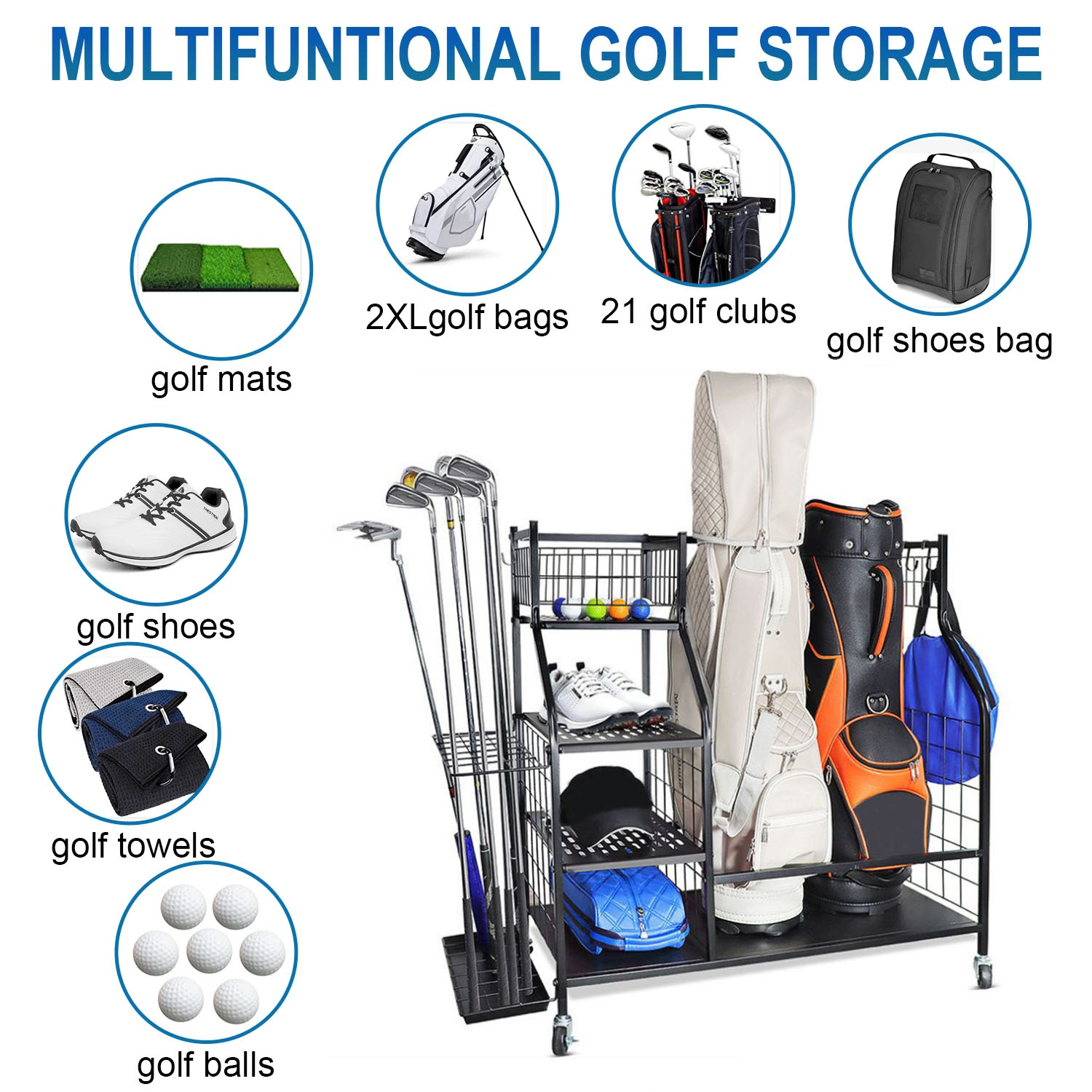 Portaoggetti per sacca da golf - Sports Equipment Organizer Rack recensione e prezzo